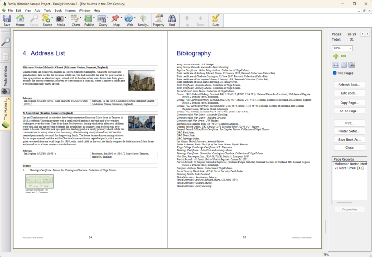 A book with the new Address List section and the improved Bibliography.