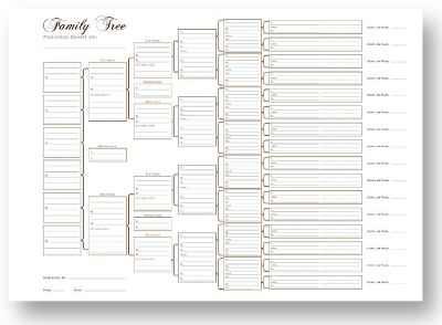 Family Tree Chart; Compact 8 Generation Pedigree Chart 120g Paper Coloured, 