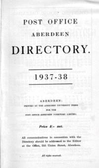 Post Office Aberdeen Directory, 1937-1938