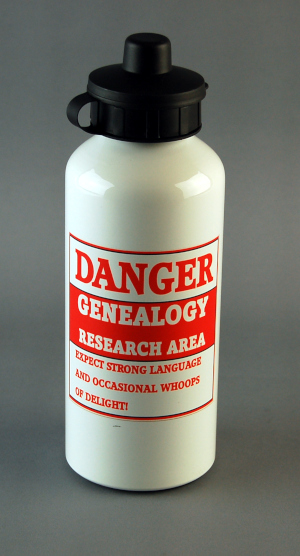 Danger Genealogy research area Water Bottle