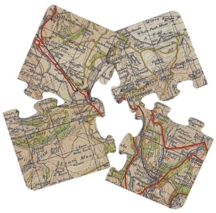Personalised Jigsaw Coaster Set  - Old Map