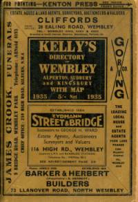 Kelly’s Directory of Wembley, Alperton, Sudbury & Kingsbury, 1935