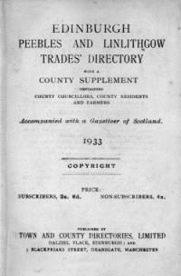 Edinburgh, Peebles & Linlithgow Trades Directory, 1933